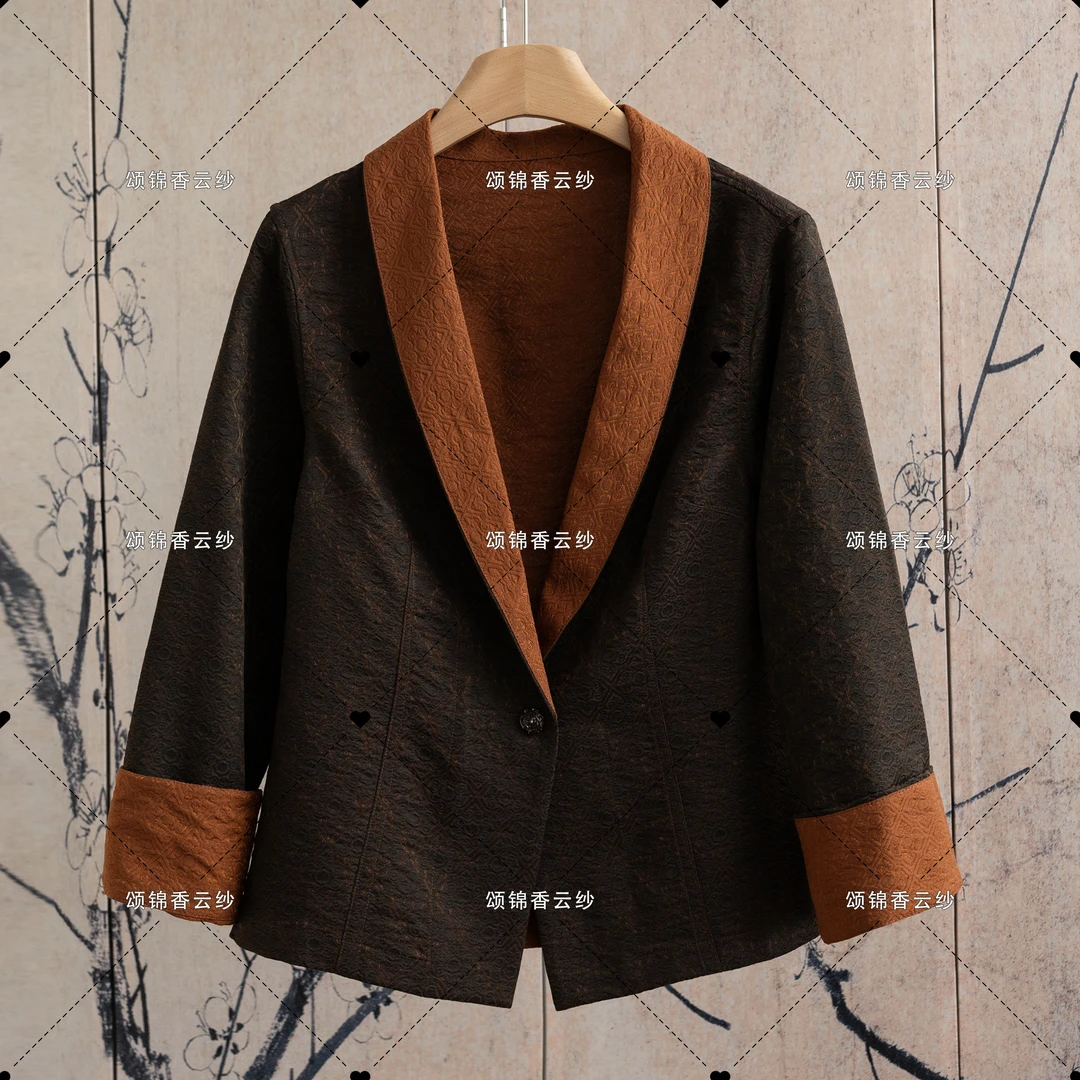 【顺】新中式国风重工刺绣双面双穿女桑蚕丝洋气款西装C672