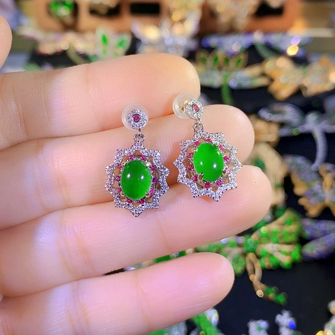 颈饰银S925镶嵌翡翠