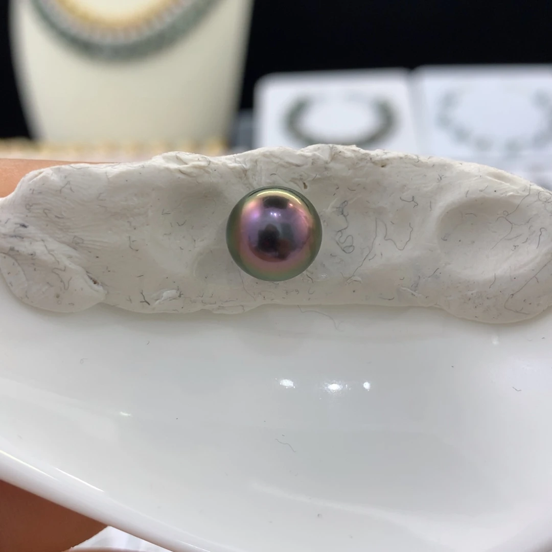 未镶嵌裸珠定制海水珍珠9.4mm绿皮红心款后无瑕