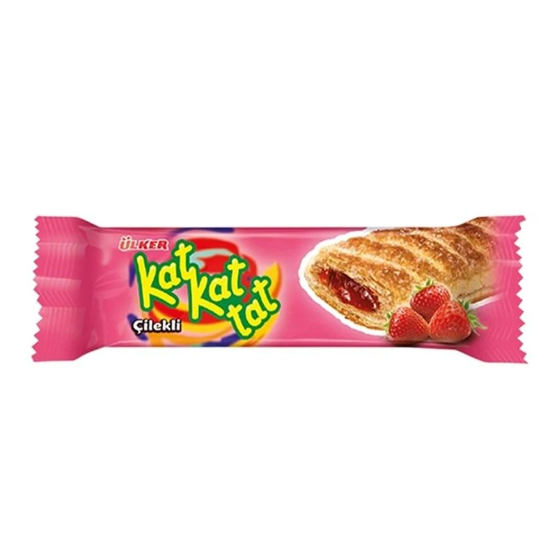 ULKER 土耳其酥皮草莓夹心卷饼干 32g*24袋/箱