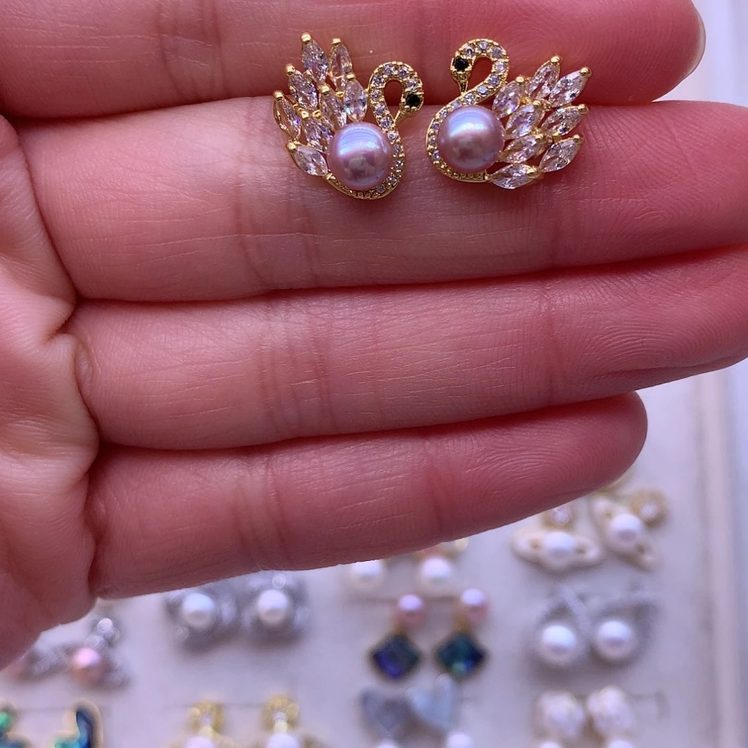 淡水珍珠耳饰合金