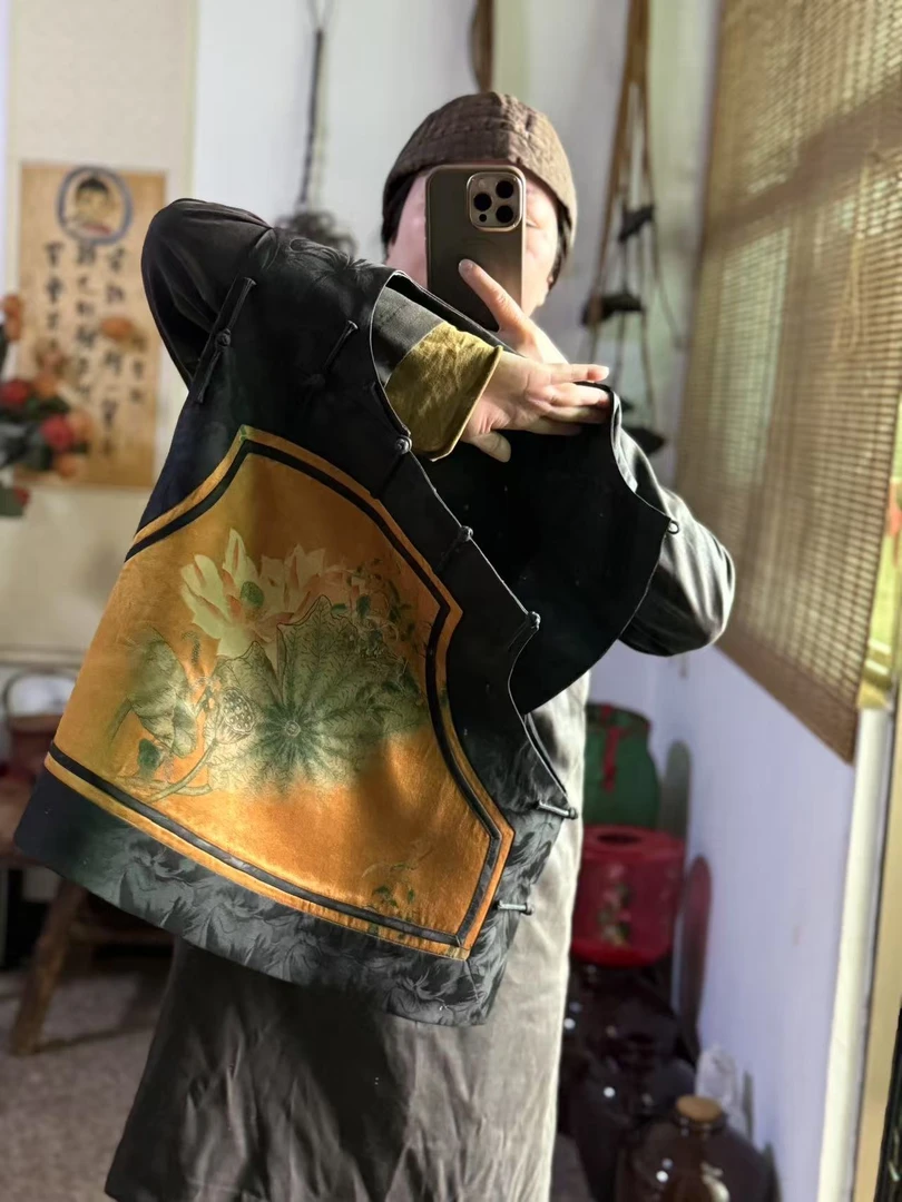 Ma huan xi/麻欢喜江掌柜私人定制重缎皮子十三太保马甲，双面双穿