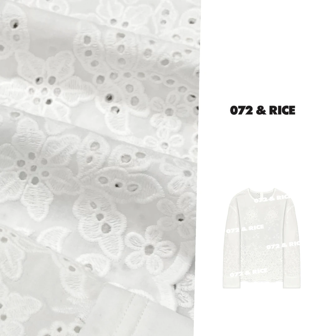072 & RICE【莉雅】100纯棉 春夏休闲圆领刺绣套头上衣 32XB73
