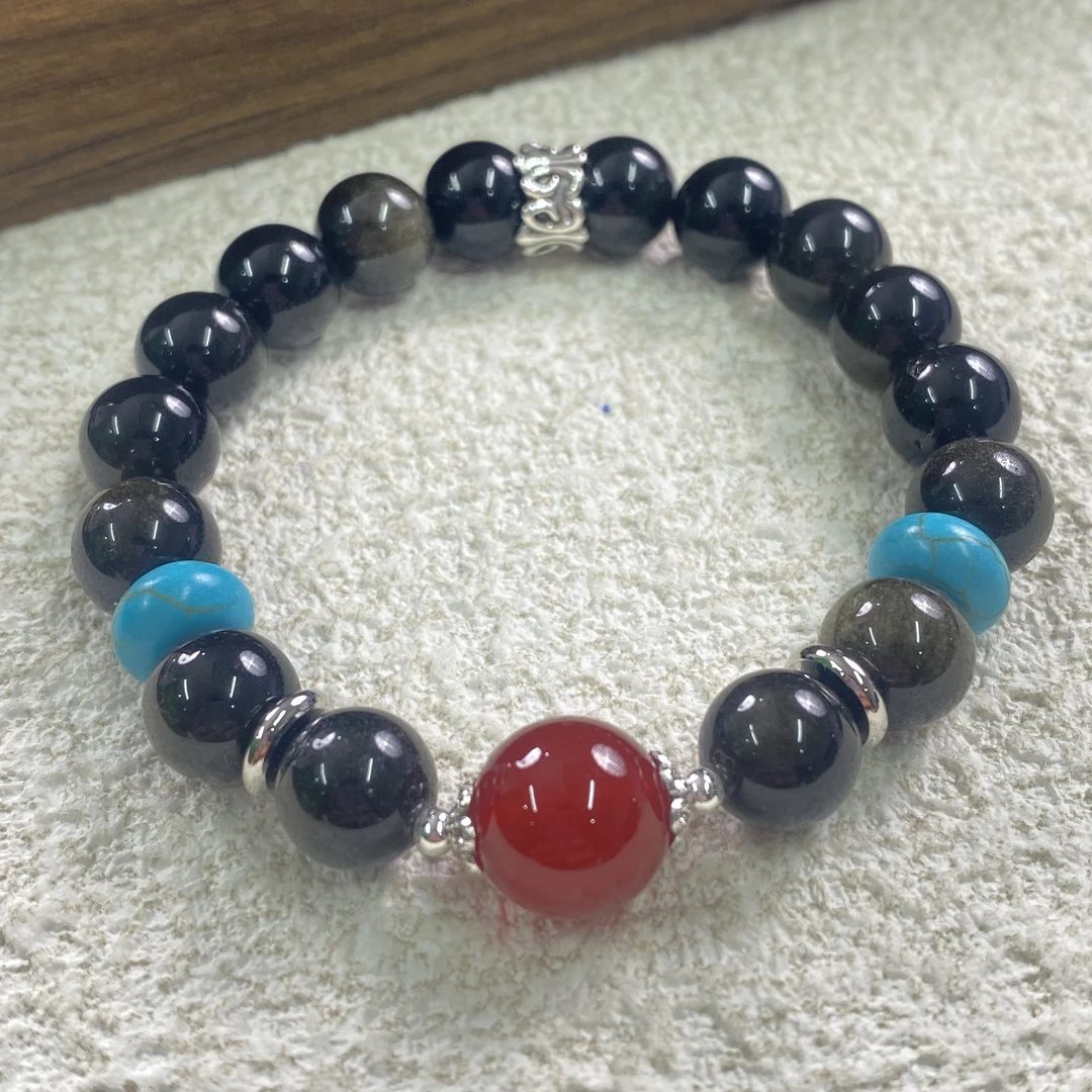 YHKINGS1356设计师款10m黑曜石单圈简约多样性发其一不带礼盒