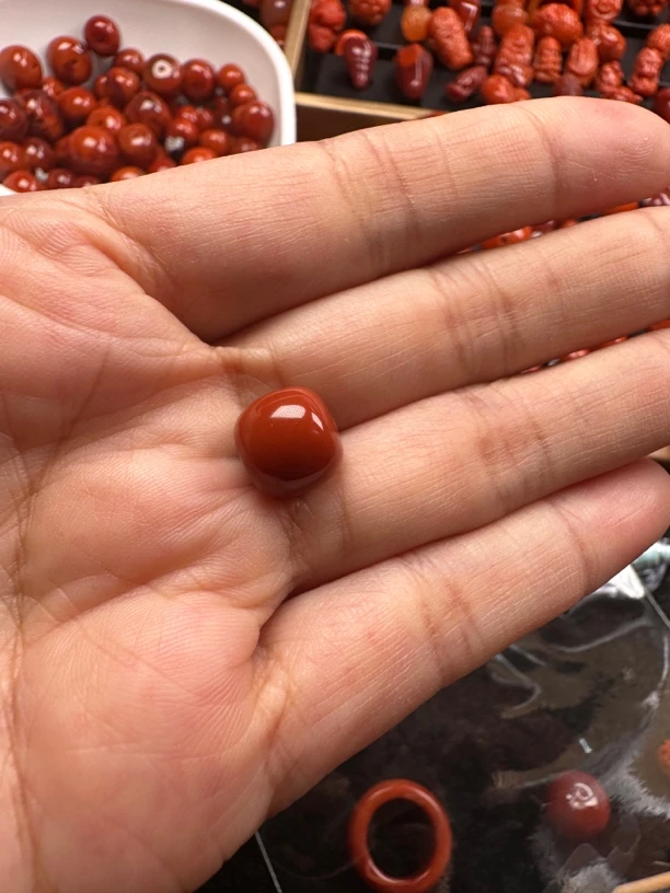 川料瓦西牛血红南红老型珠文玩配饰单珠散珠手链手串