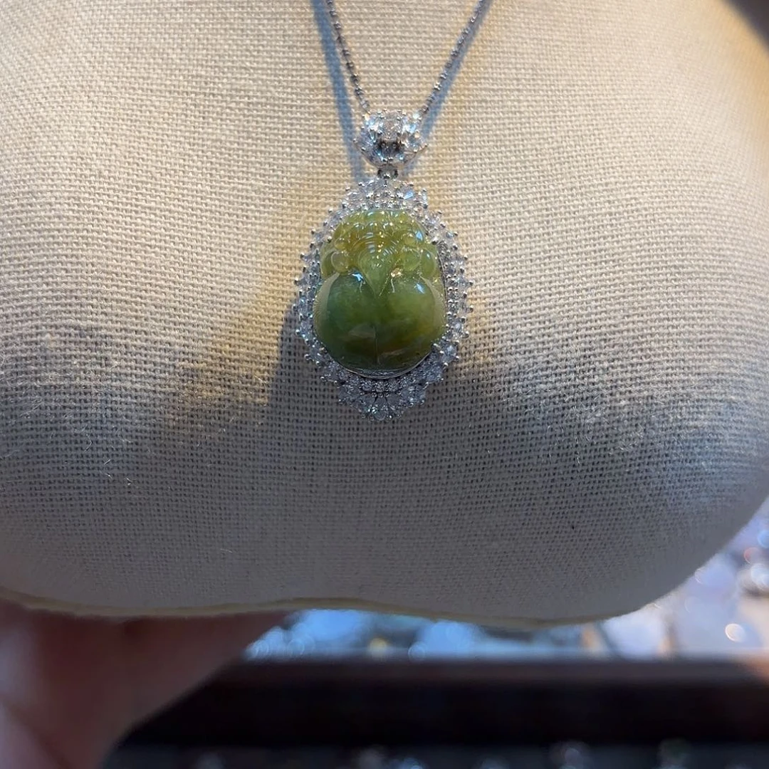 翡翠银S925镶嵌吊坠(不含链)