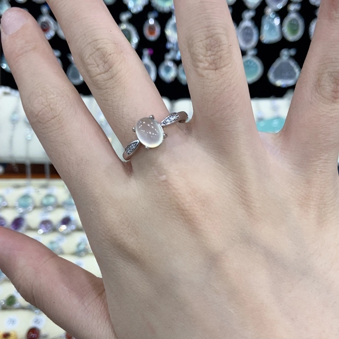 蛇纹石玉银S925镶嵌戒指