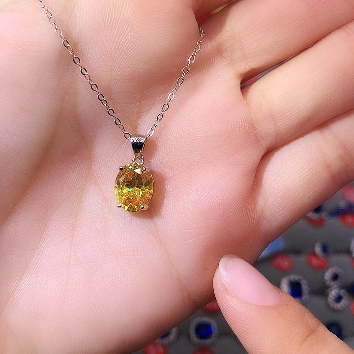 黄晶吊坠(赠链)银S925镶嵌