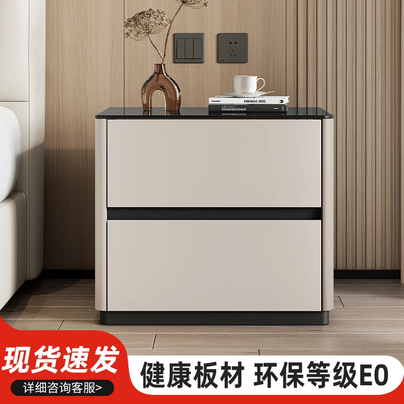 简约现代实木烤漆床头柜轻奢高级感卧室小户型储物收纳床边柜落地