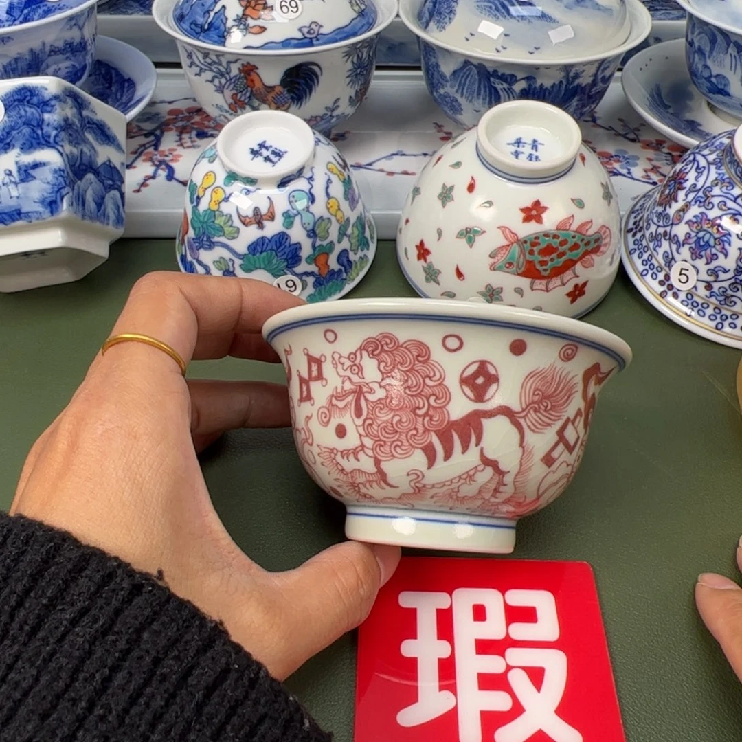 陶瓷景德镇纯手工纯手绘茶具木木34开片