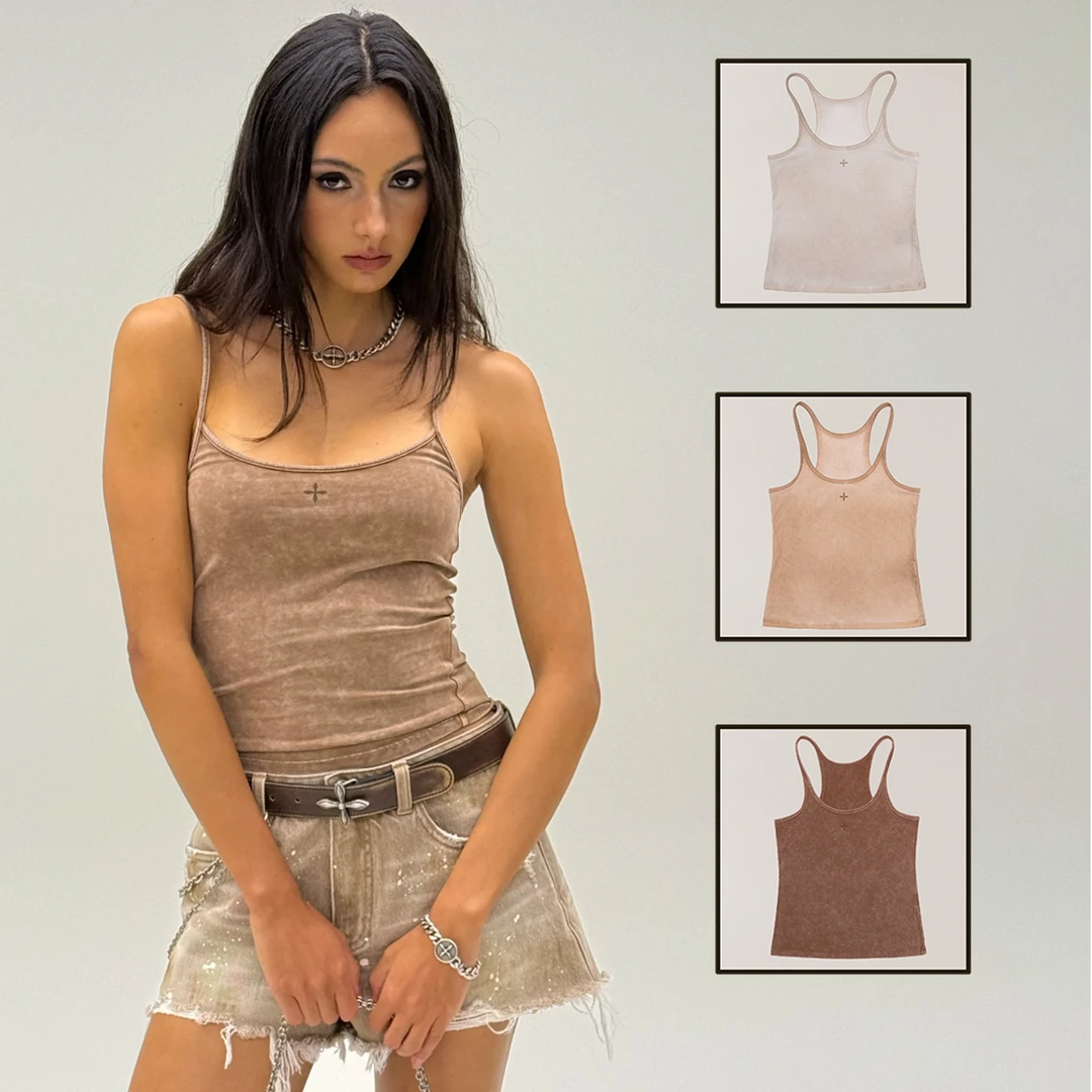 GDLL暴风褪色运动长背心十字花弹力吊带