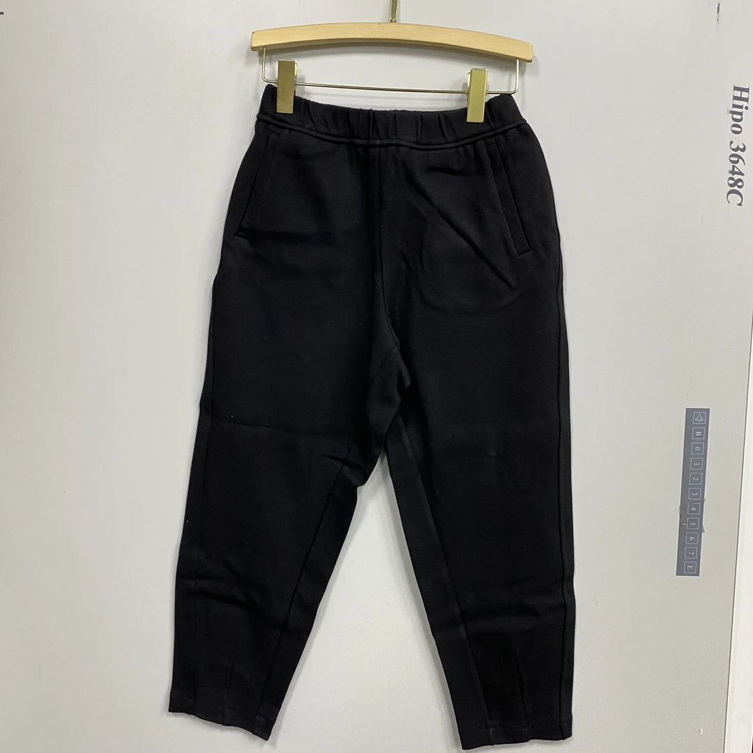 2502093法系F系黑色橡筋腰高腰萝卜裤休闲裤女百搭休闲