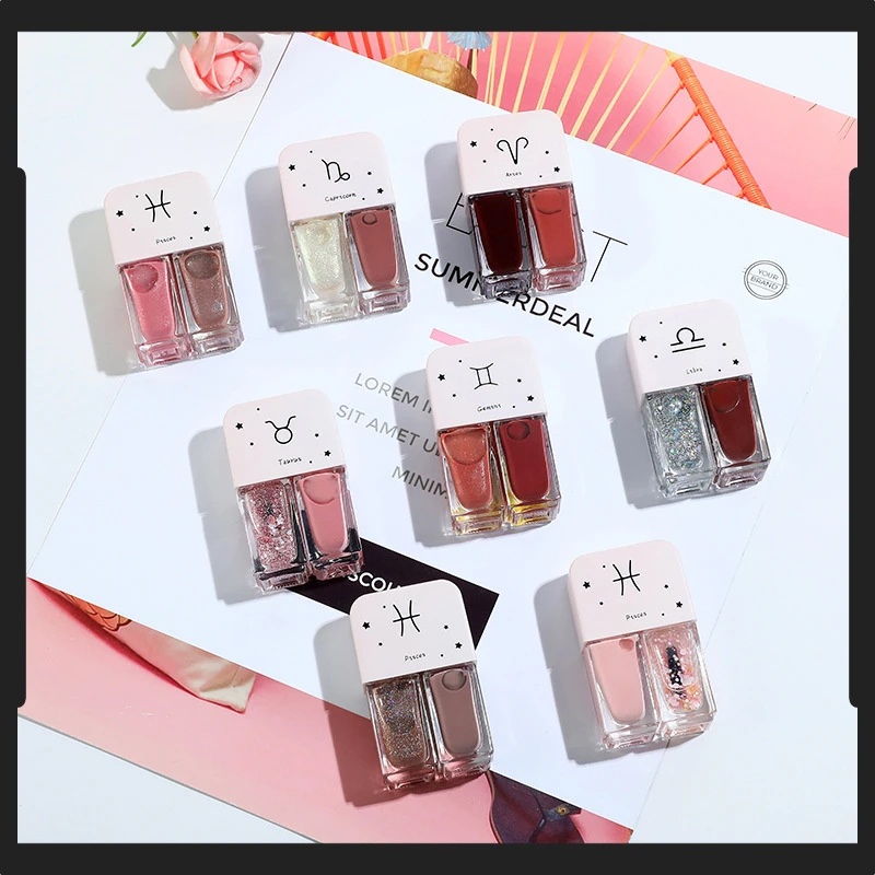 持久亮片快干护甲油磨砂双胞胎指甲油批发免烤油性