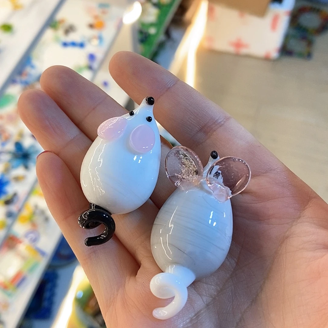 琉璃手工艺品老鼠一对