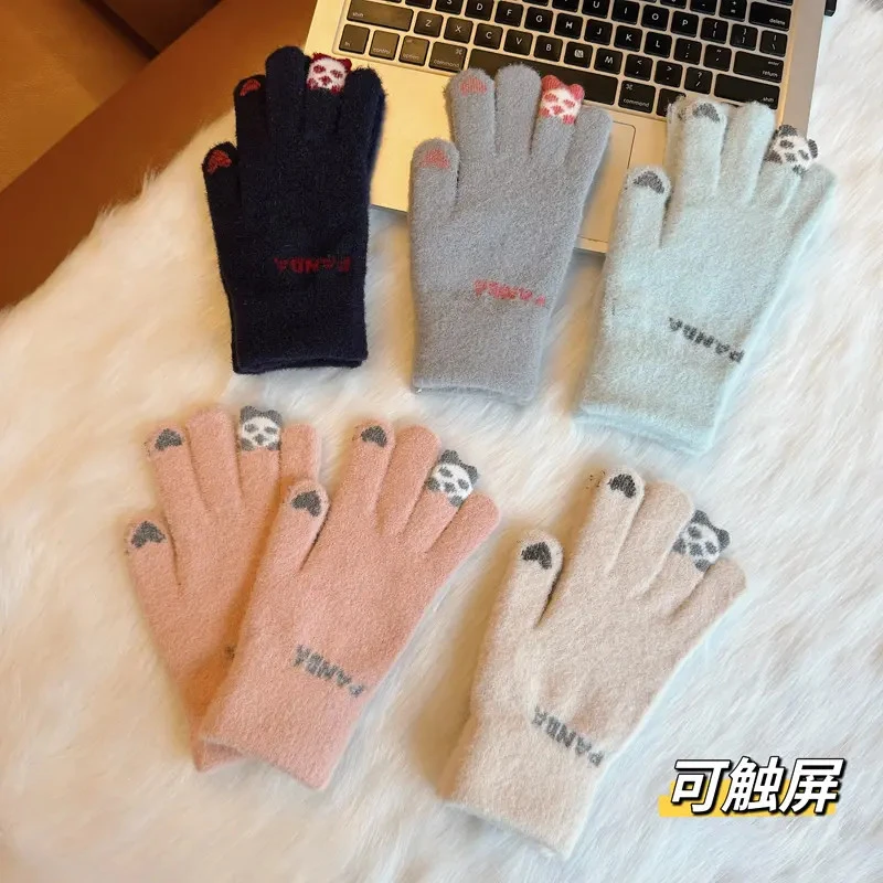 手套女冬季针织毛线保暖骑行开车防寒韩版触屏秋冬加厚学生可爱