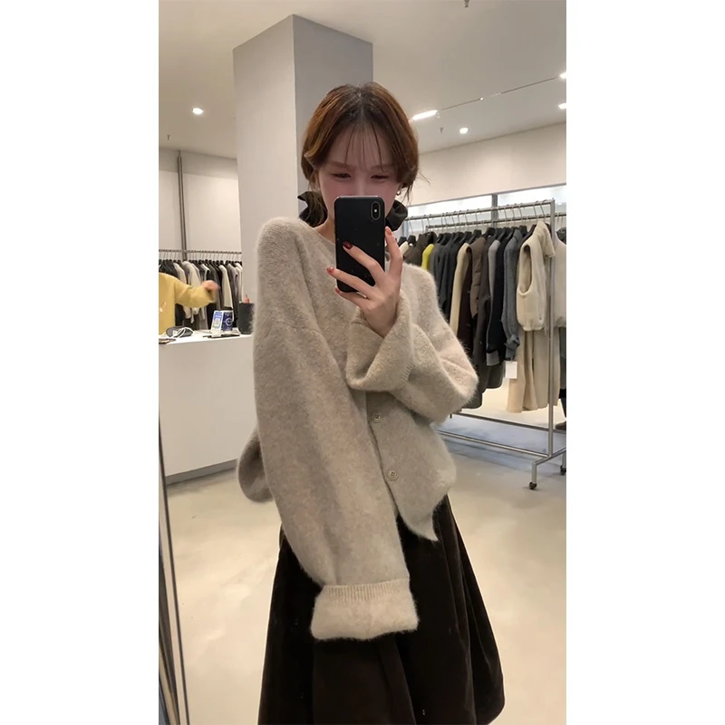 parkyeon秋季新款韩系慵懒风软糯针织衫毛衣女阔腿休闲裤套装