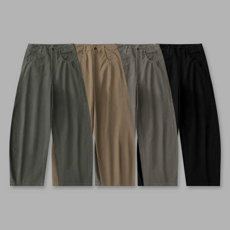 7172 女装纯色弯刀直筒宽松阔腿裤显瘦简约百搭ins风休闲女生长裤