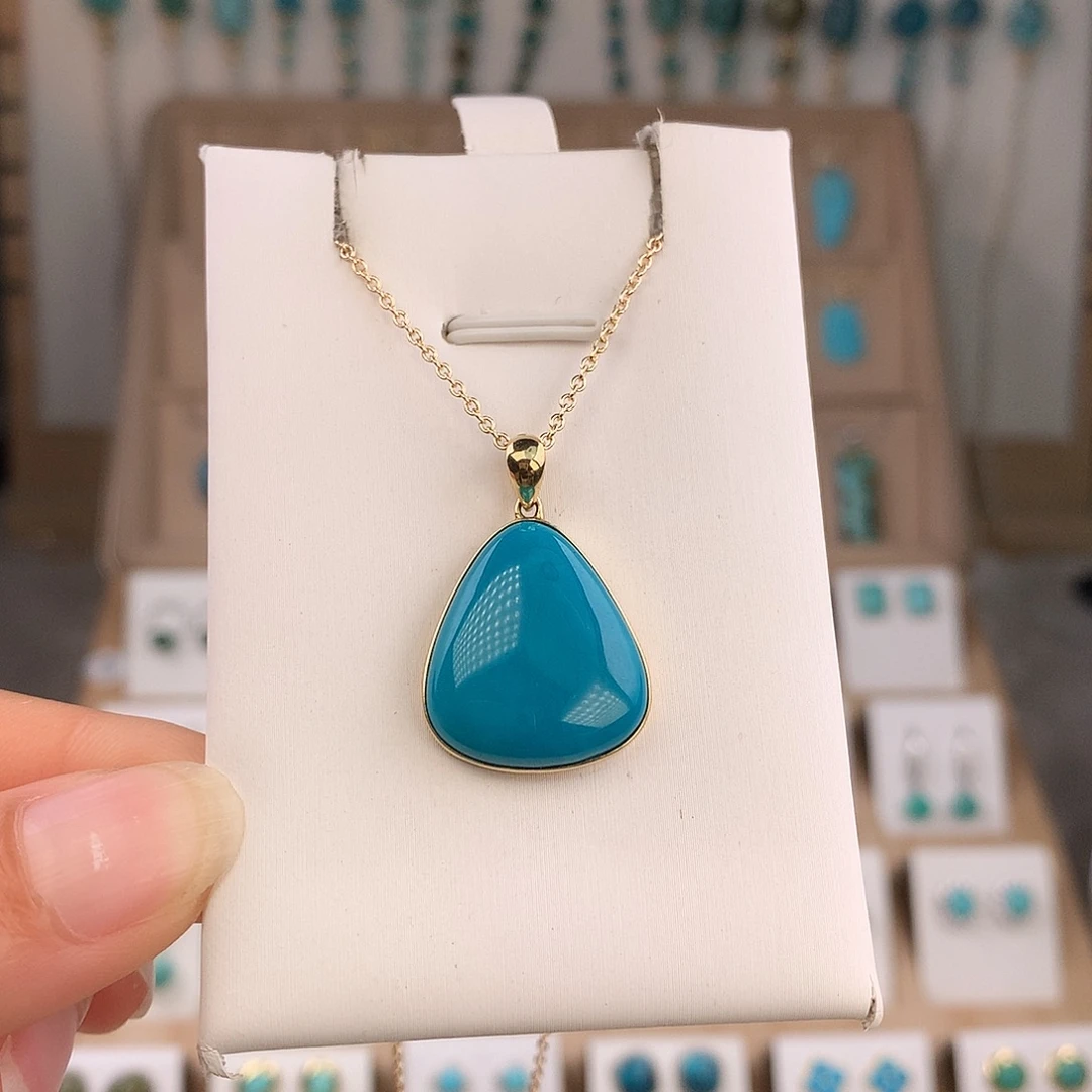 绿松石18K金镶嵌吊坠(不含链)