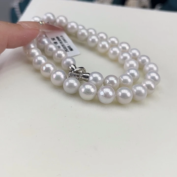 淡水珍珠银S925镶嵌颈饰9-10极光高品