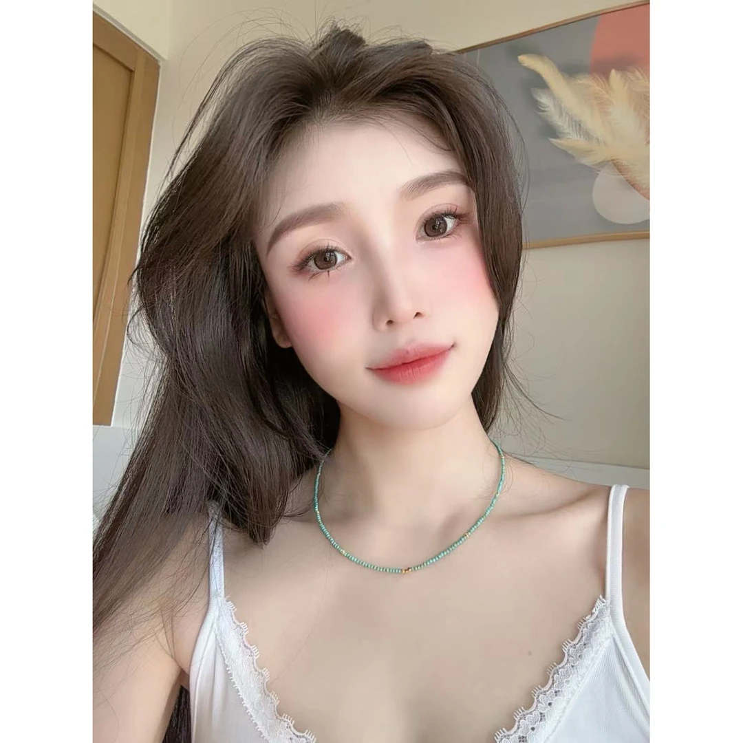 铜合金石英石项链 清新文艺风蓝色松石女设计感小众XL10140120