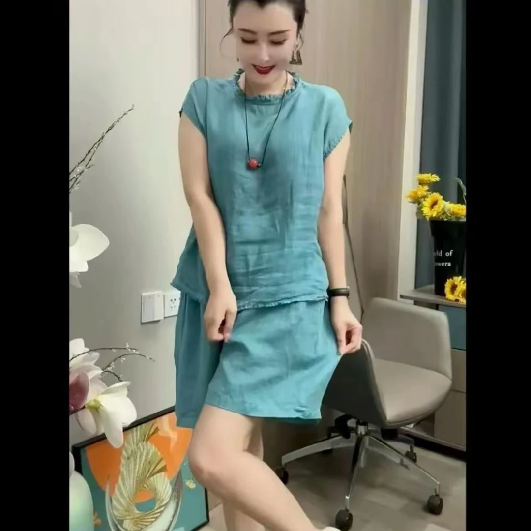 极简风休闲风时尚套装夏季网红无袖女两件套装