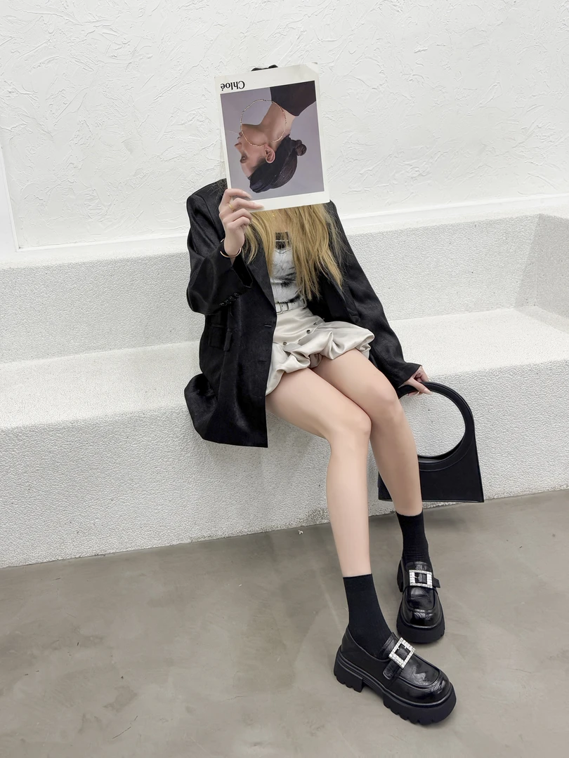 乐福鞋春季防水台舒适百搭休闲时尚英伦风女鞋(跟高5cm)99-502