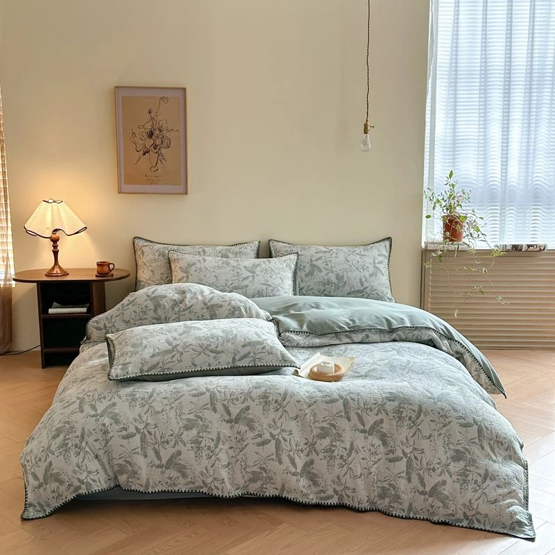 贝壳绣全棉A类三层纱提花款四件套好寓意过年送长辈亲肤被套套件