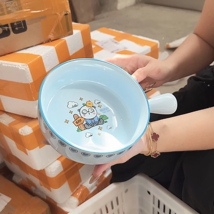 瓷片比鲁斯手柄碗蓝色