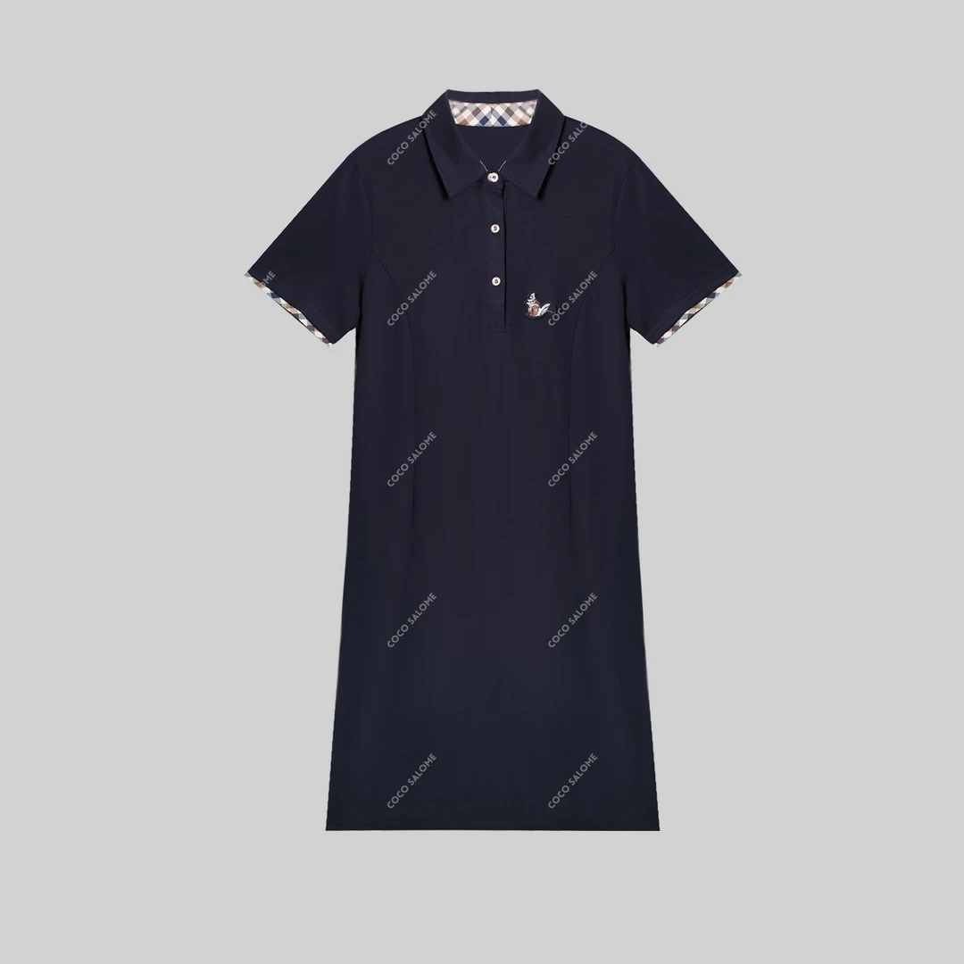 安安推荐【松鼠裙】天丝拼接袖子polo领简约连衣裙BL-BL1012