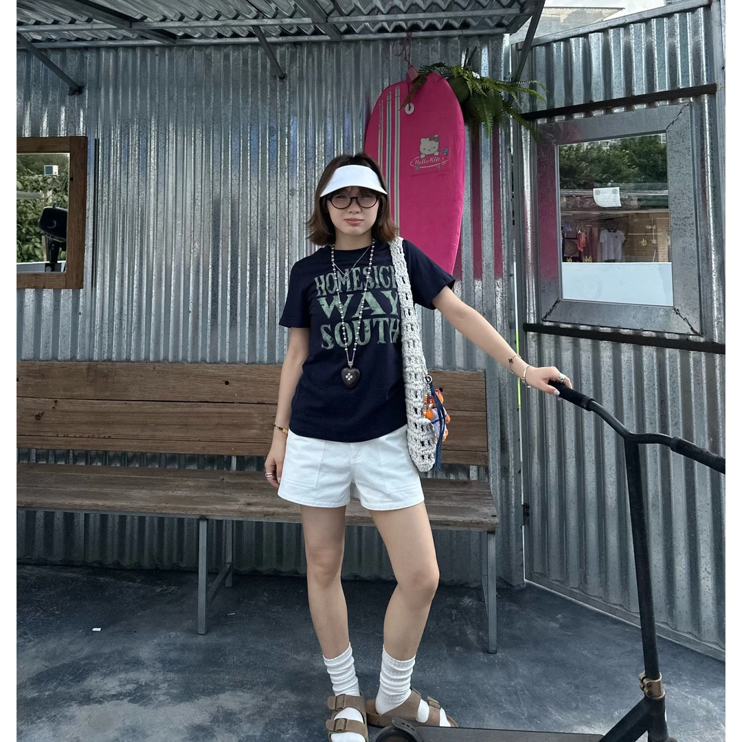 Our2【工装短裤】夏季高腰显瘦百搭白色短裤【B7752】