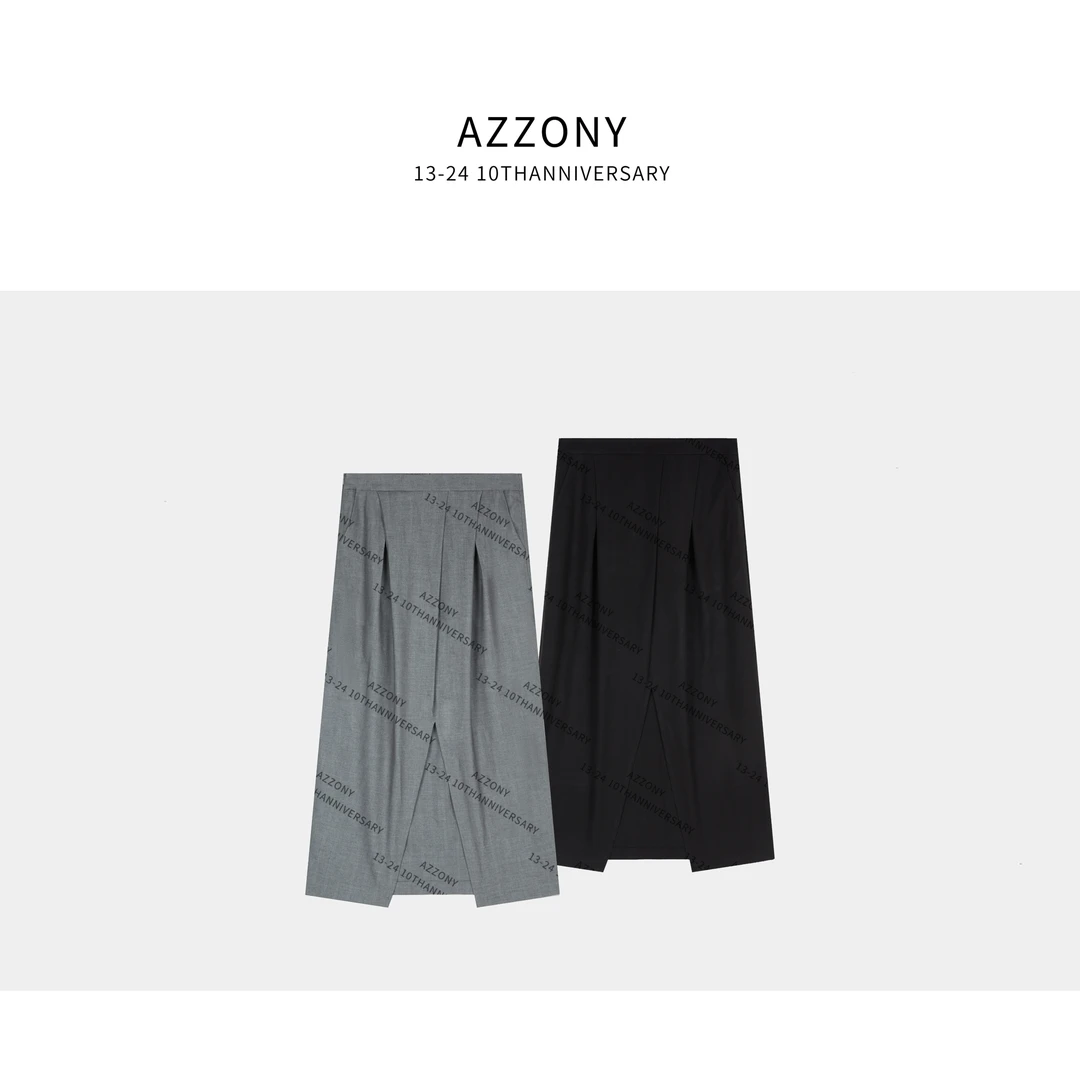 AZQ YYL 打褶前开衩半裙 CSJ127Q