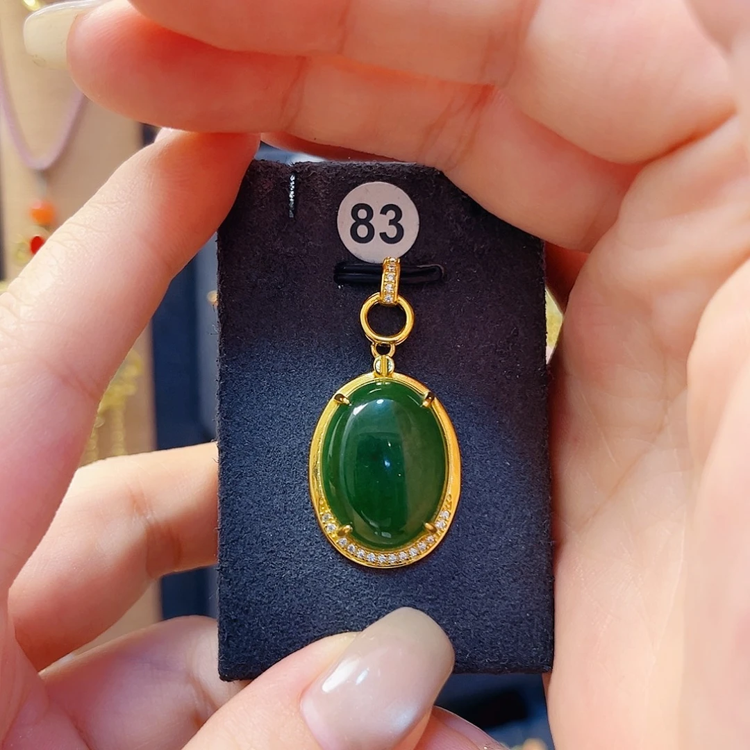 和田玉银S925镀金镶嵌颈饰