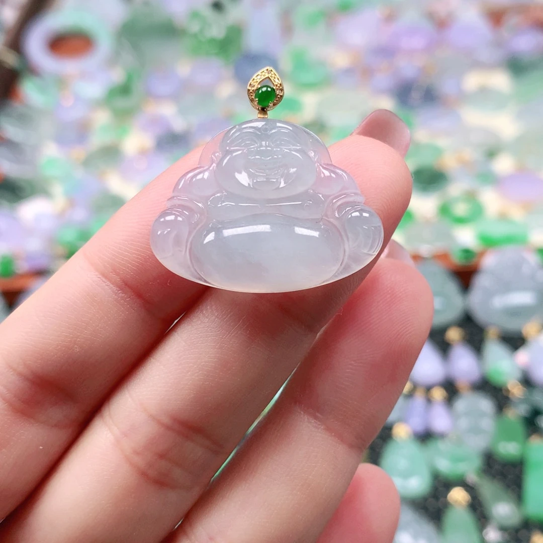 吊坠(不含链)18K金镶嵌翡翠