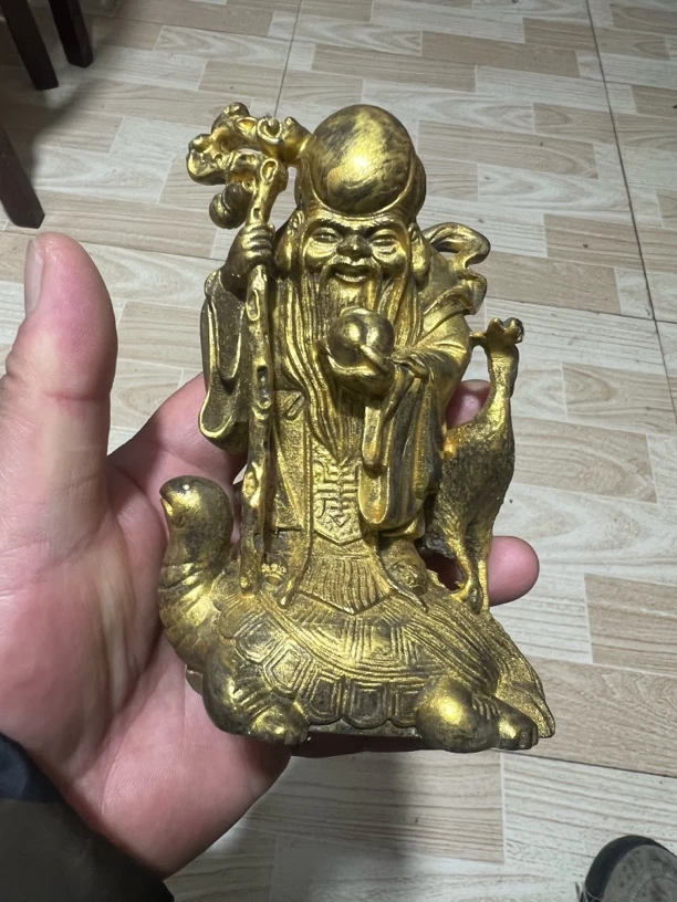 几十年黄杨木老寿星木雕摆件
