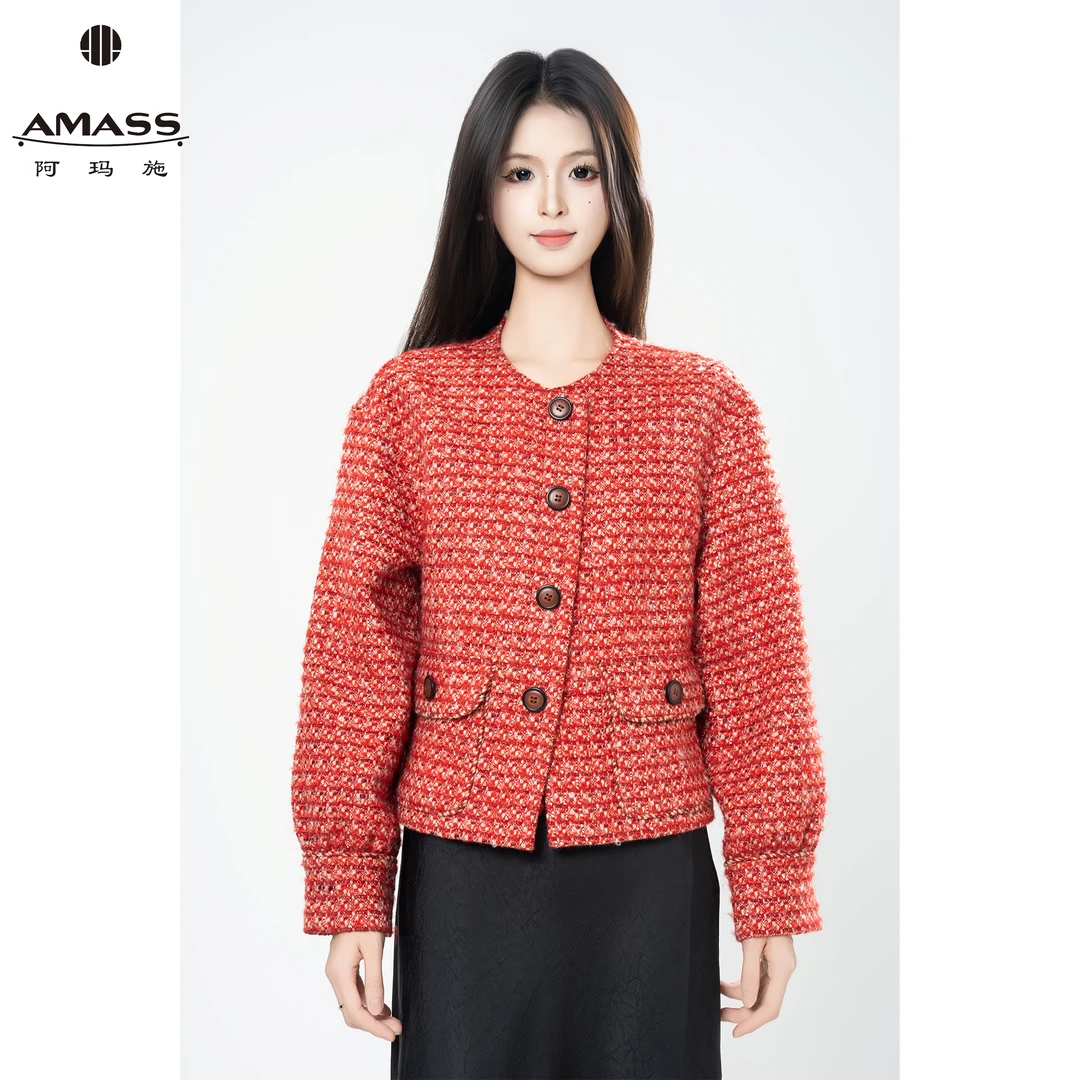 AMASS/阿玛施秋季新款气质复古小香风粗花呢时尚外套上衣 5400912