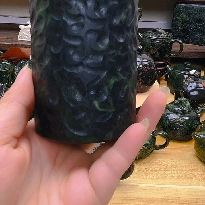 喜***福蛇纹石玉未镶嵌药王石茶壶茶具茶壶