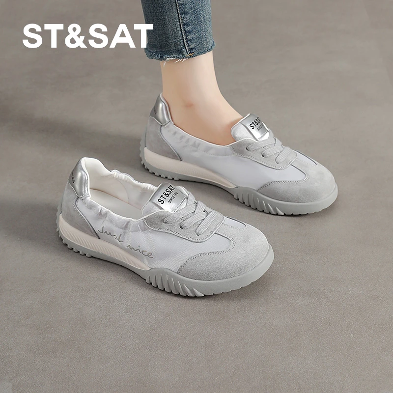 星期六显脚小女鞋2025新款夏季超火透气百搭芭蕾风女士网面德训鞋