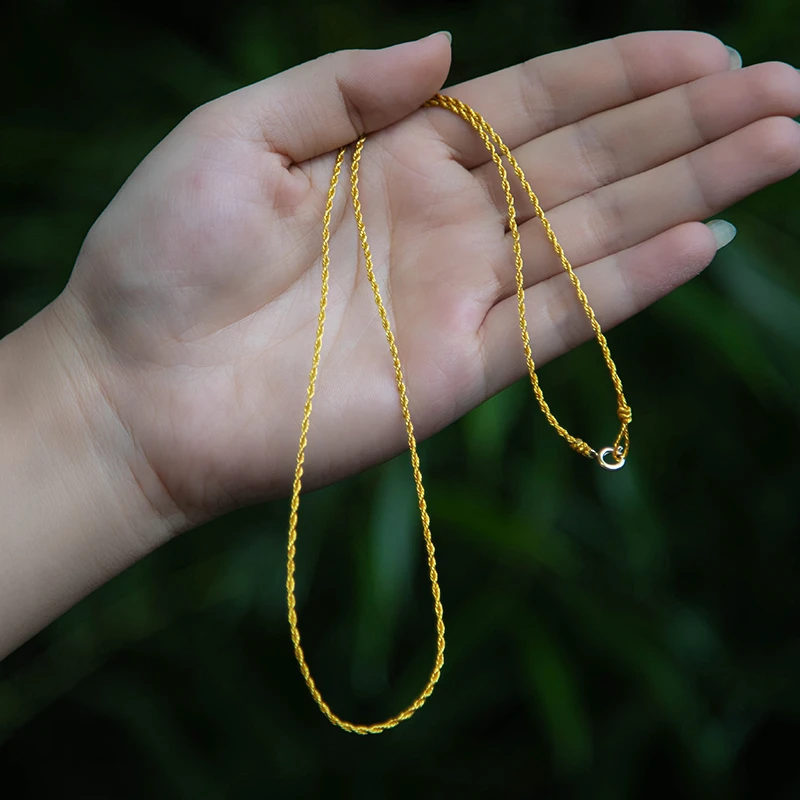特细簧琻线吊坠挂绳极简项链绳子簧琻时尚手工编织锁骨链女金色