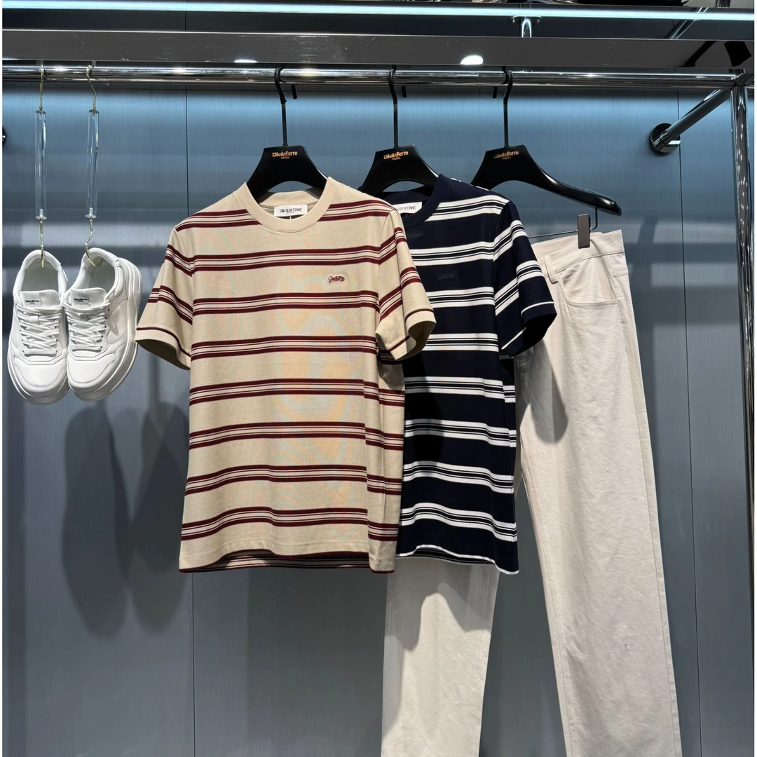 DIKALO FERRE/迪卡里奥 费雷D52DT111男士早春美国匹马棉条纹半袖