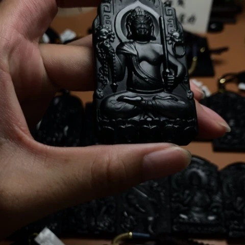 天然缅甸a货钢琴黑挂件