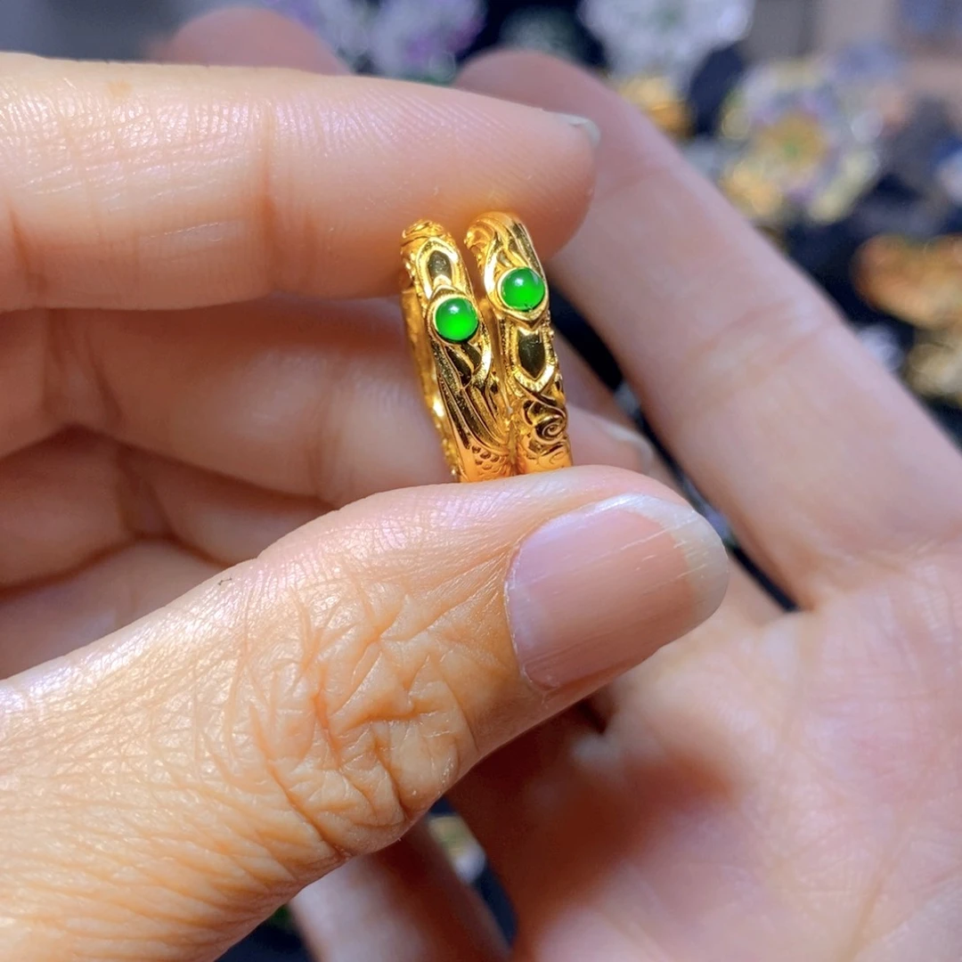 翡翠耳钉银S925镶嵌天然翡翠