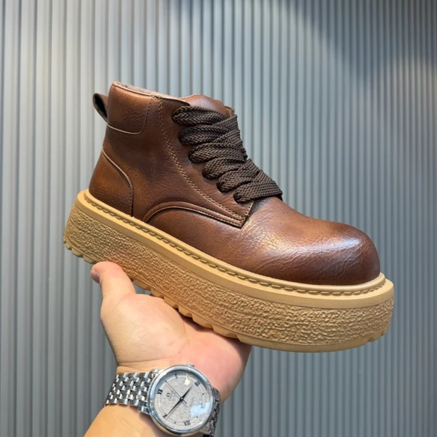 11-367冬季单棉同款男鞋加绒厚底马丁靴高帮棉鞋切尔西靴子潮鞋