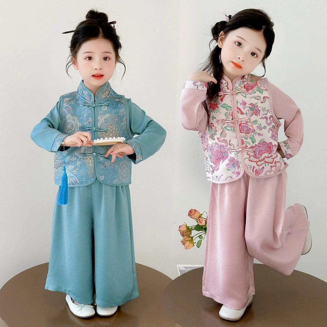 女童套装宝宝秋装新中式2025新款洋气民族童装中小童春秋装两件套