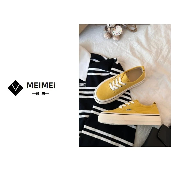 XMM【黄色帆布鞋】时尚百搭潮流纯色简约单调休闲平底经典6900-1719