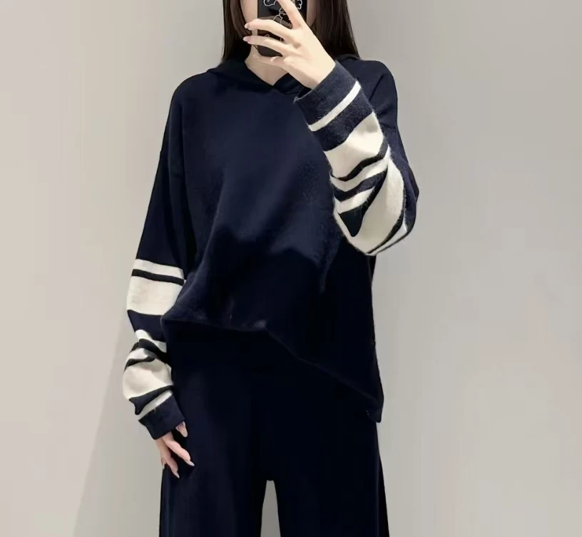 【鄂】休闲风简约风时尚蓝色轻奢山羊绒秋季女士 0169