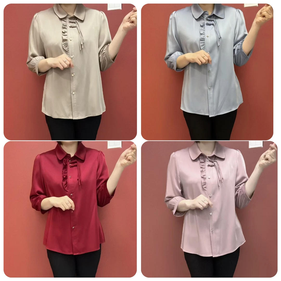 A63春夏气质新款女装时尚百搭高档流苏纽扣方领美衫上衣衬衣宽松