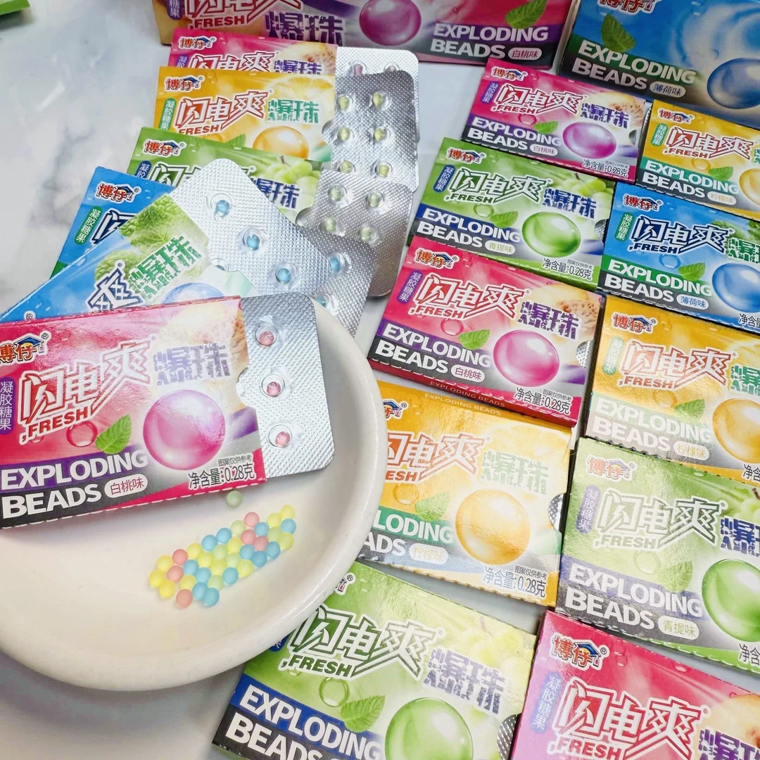 闪电爆珠糖薄荷口味清新口腔口气零食接吻神器约会口香糖爆浆糖果