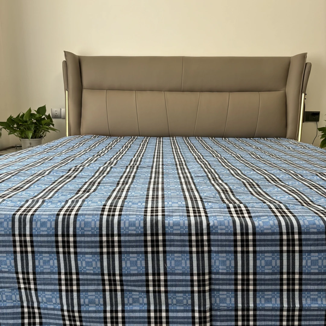 格子民族风空调床单一等品夏凉床单浅绿色