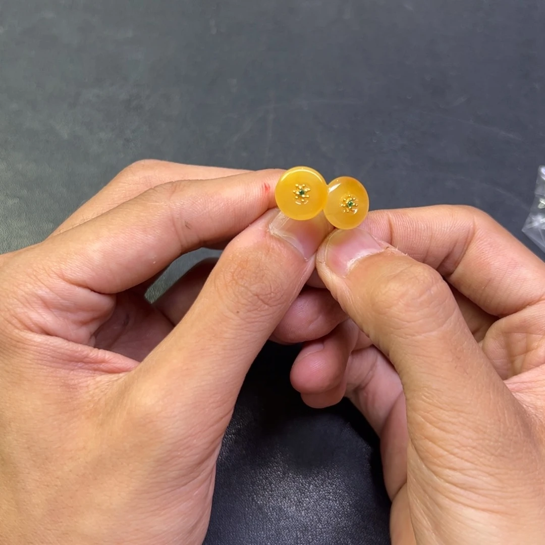 银S925镶嵌颈饰蜜蜡多样性老黄蜡蜜平安扣耳钉