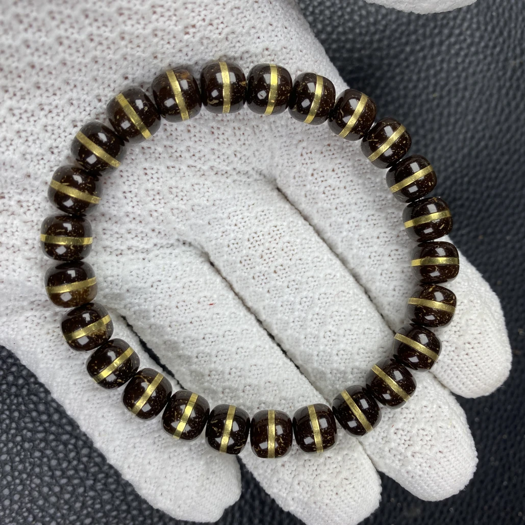 原生态老料椰蒂精工金腰带款手串卡8x9 A551